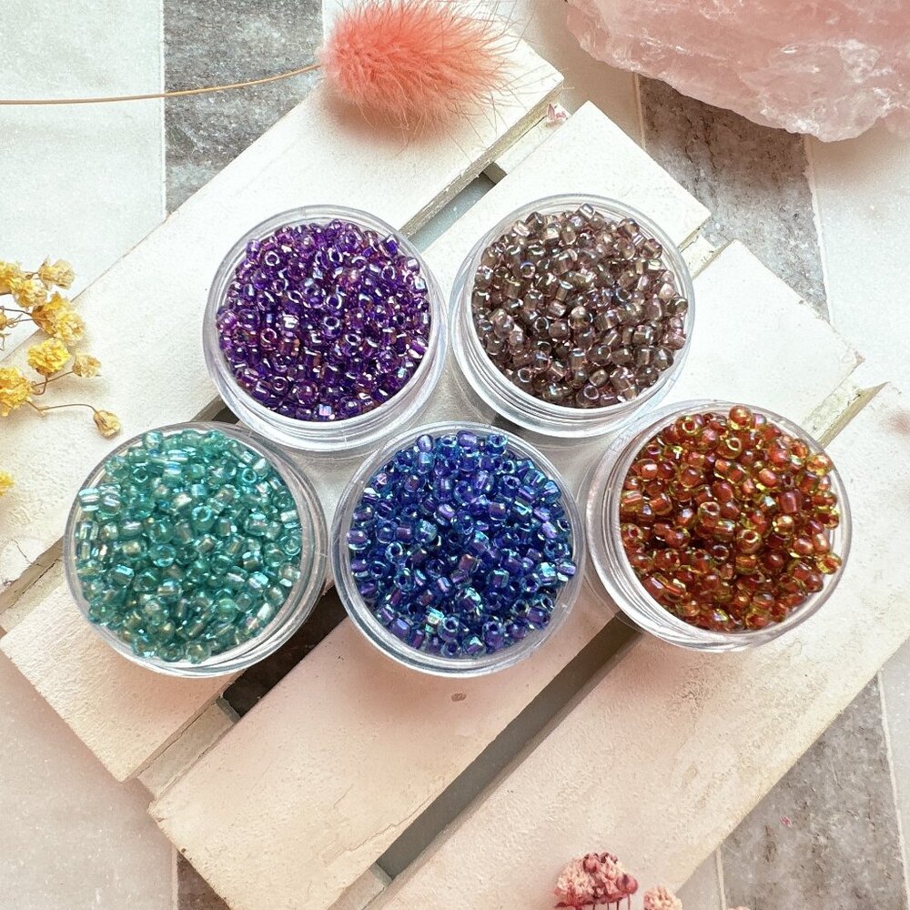 Set of 5 x 5g Miyuki 10/0 Assorted Triangle Glass Beads *Jars Not Included*